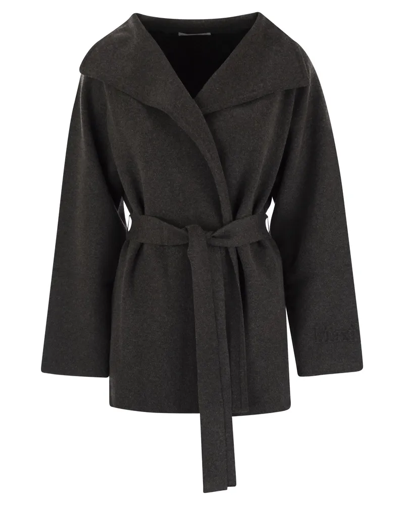 Max Mara Rea Viscose And Wool Dressing Gown Coat Dark