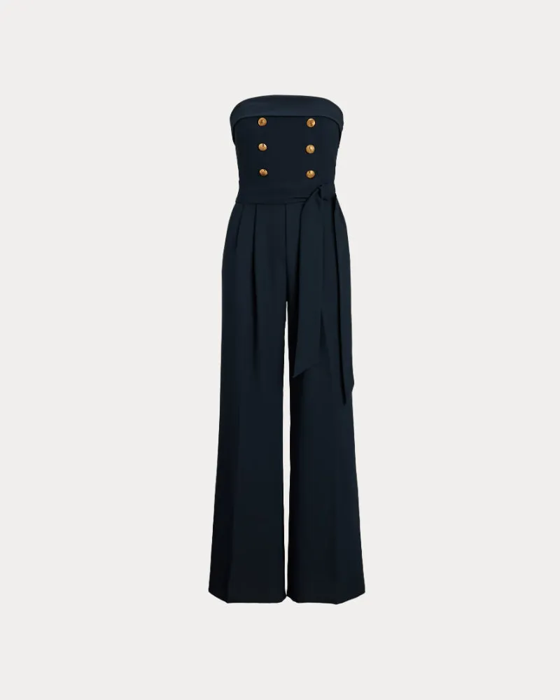 Ralph Lauren Jumpsuit in Satin und Krepp Blue
