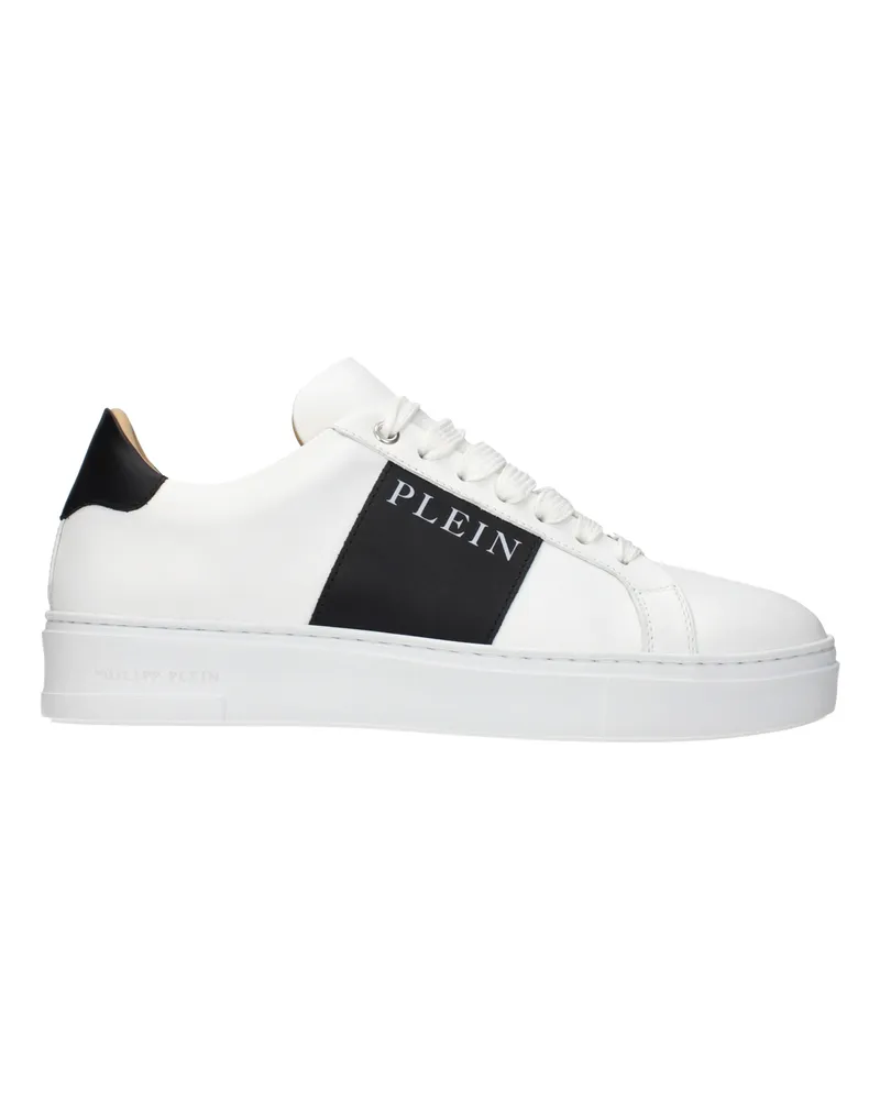 Philipp Plein Herrens Sneakers Weiß/Schwarzes Leder -