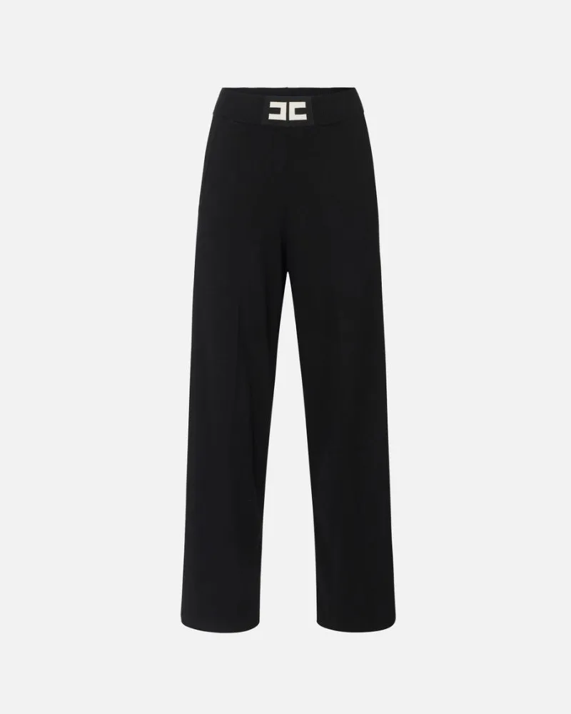 Elisabetta Franchi Hosen mit glänzenden Bands Nero