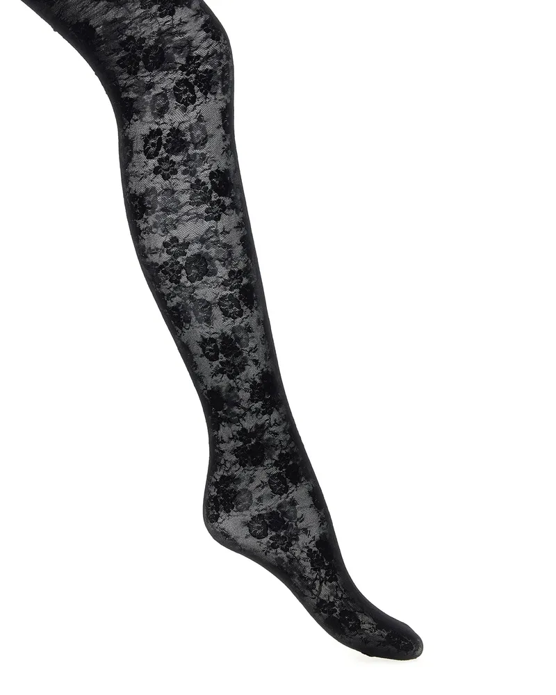 Valentino Garavani Valentino Garavani 'Chez Valentino' Spitzenstrumpfhose Black