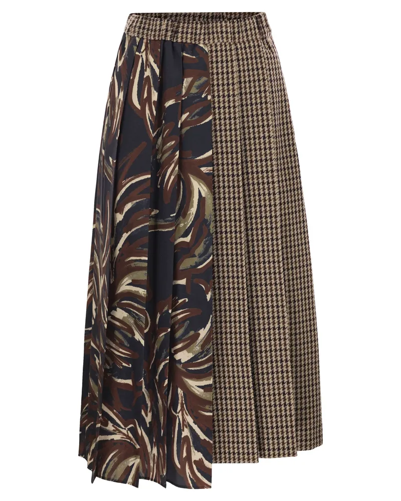 Weekend Max Mara Fanale Pied De Poule Faltenrock aus Wolle Bordeaux