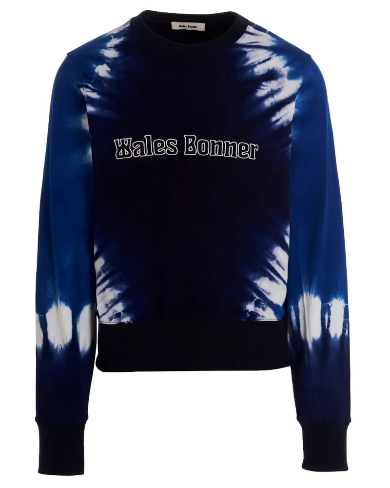 Wales Bonner Logo Stickerei Krawatte Farbstoff Sweatshirt Blue