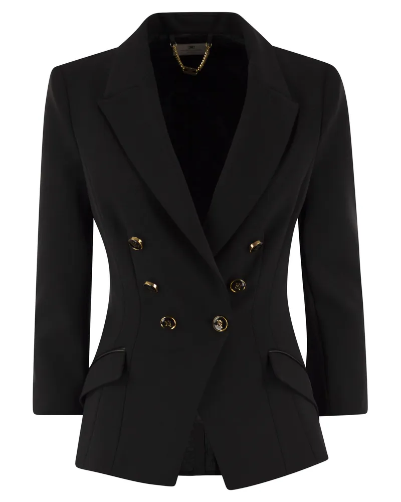 Elisabetta Franchi Double Crepe Blazer Black