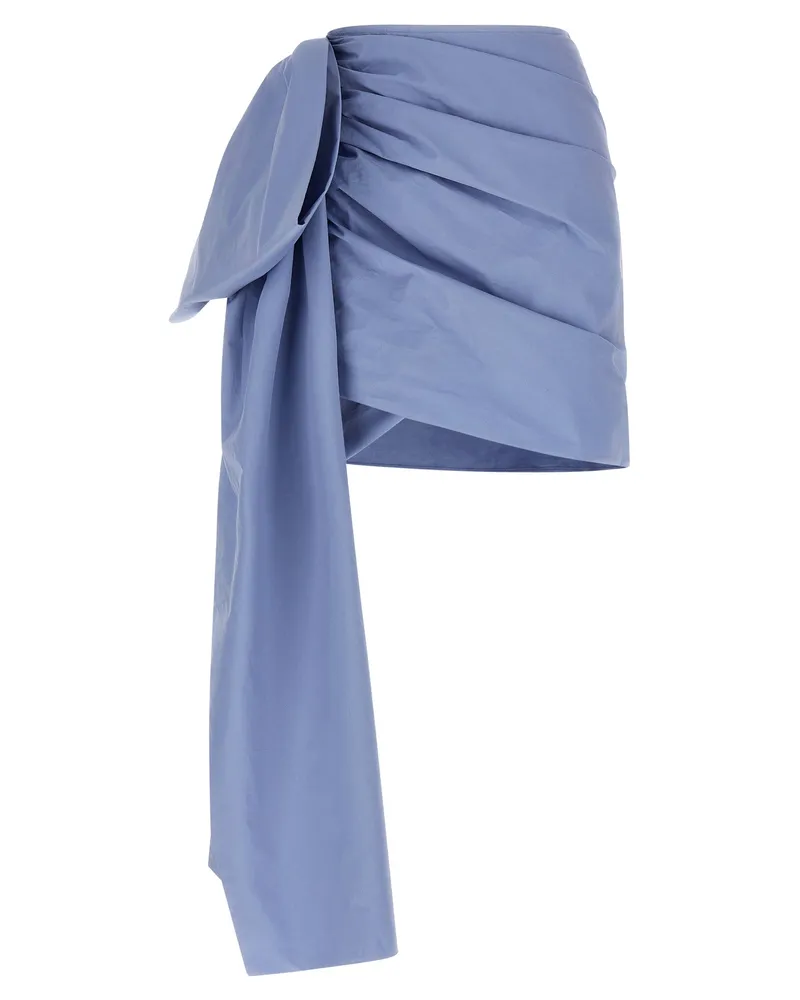 Self-Portrait Selbstporträt-Minirock „Blue Cotton Tie Side Side Light