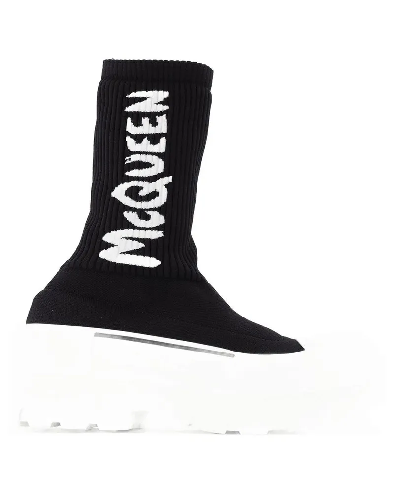 Alexander McQueen Tread Slick -Turnschuhe im schwarzen und weißen Stoff Multicolor
