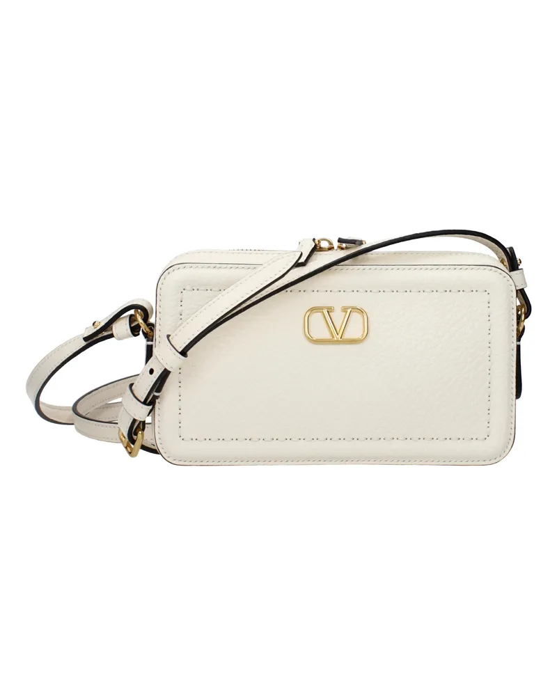 Valentino Garavani Alltime Damens Umhängetaschen aus beige/elfenbeinfarbenem Leder -