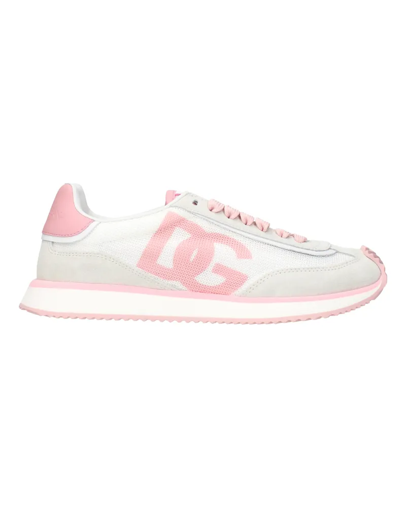 Dolce & Gabbana Dolce&Gabbana Damens Sneakers aus weißem/rosa Stoff -