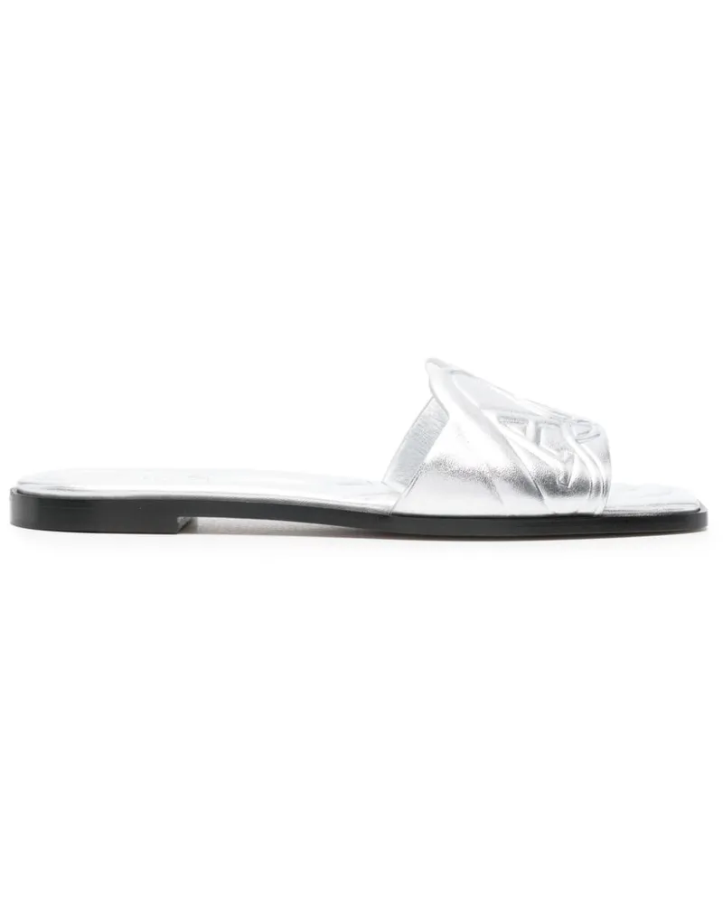 Alexander McQueen Alexander MC Queen Seal Ledersandalen Sandalen Silver