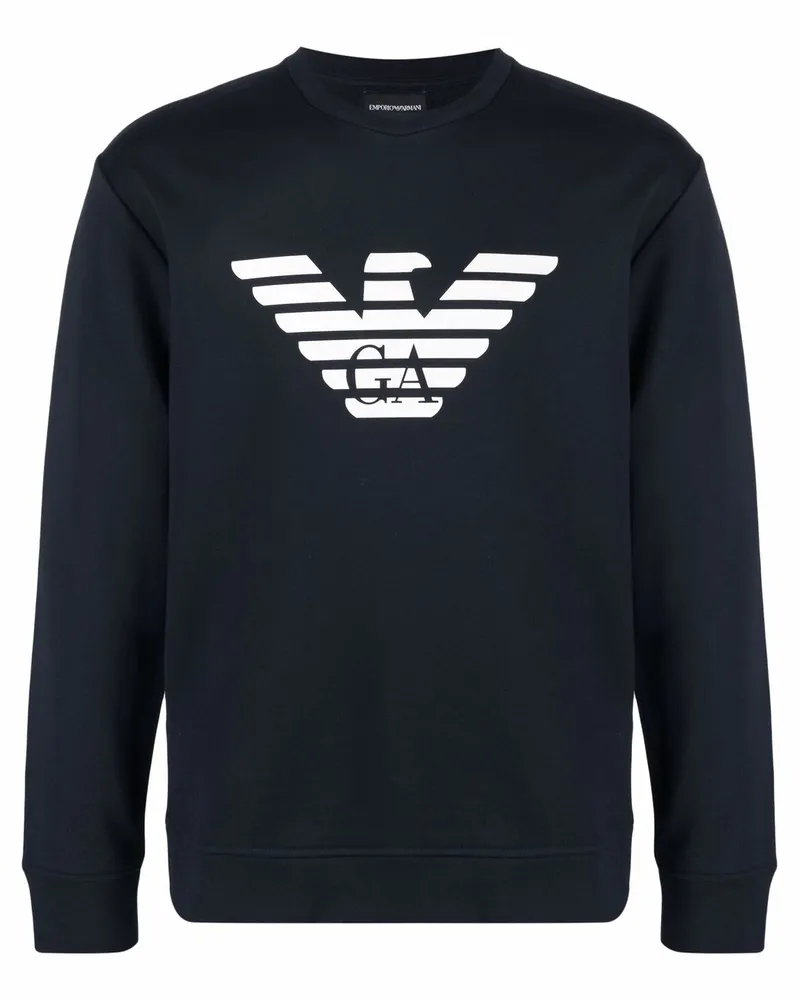 Emporio Armani Logo Cotton Sweatshirt Blue