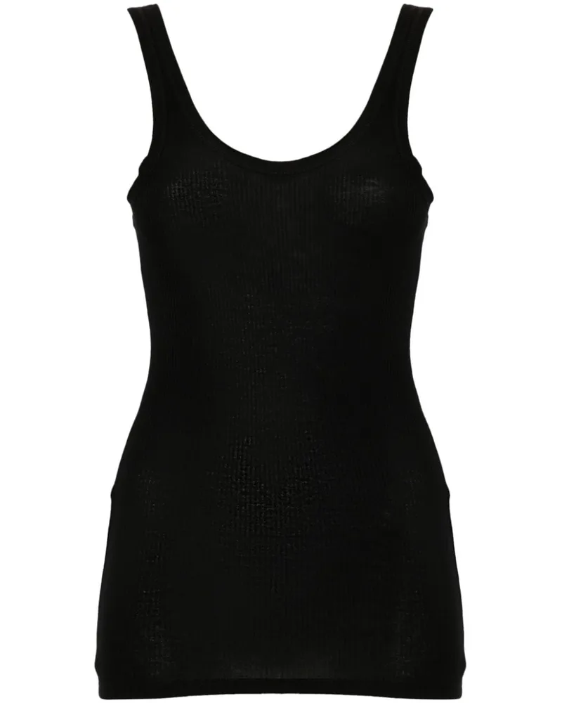 Majestic Majestätisch gerippter Viskose -Tanktop Black