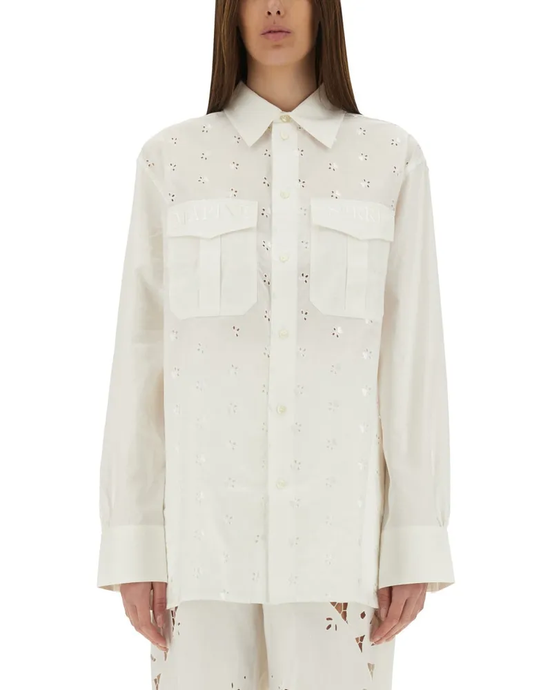 Marine Serre Upcycled Leinenhemd White