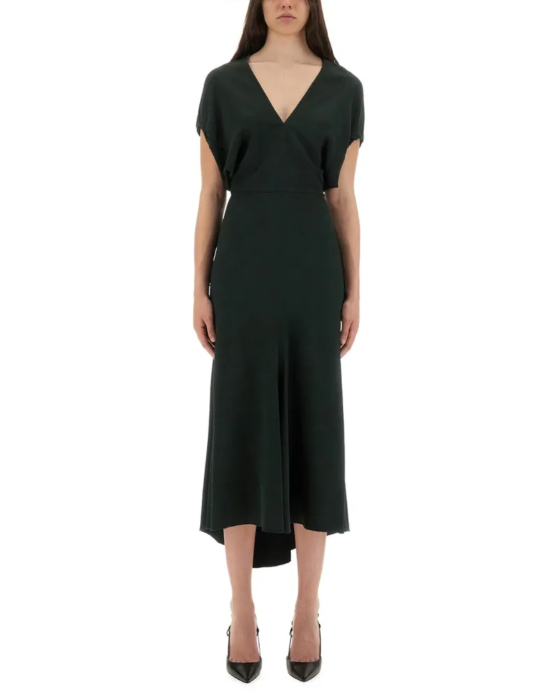 Victoria Beckham Blouson Midi Kleid Green