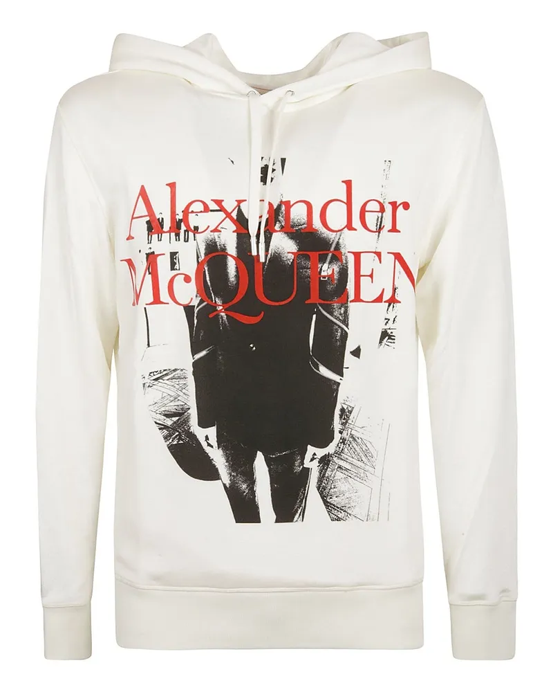 Alexander McQueen Hoodie Logo Sweatshirt Weiß