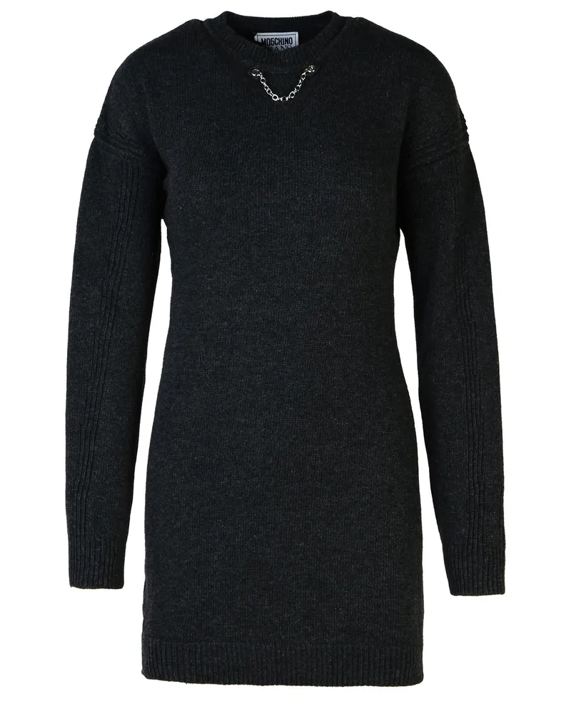 Moschino Dunkelgrau Wollmischkleid Grey