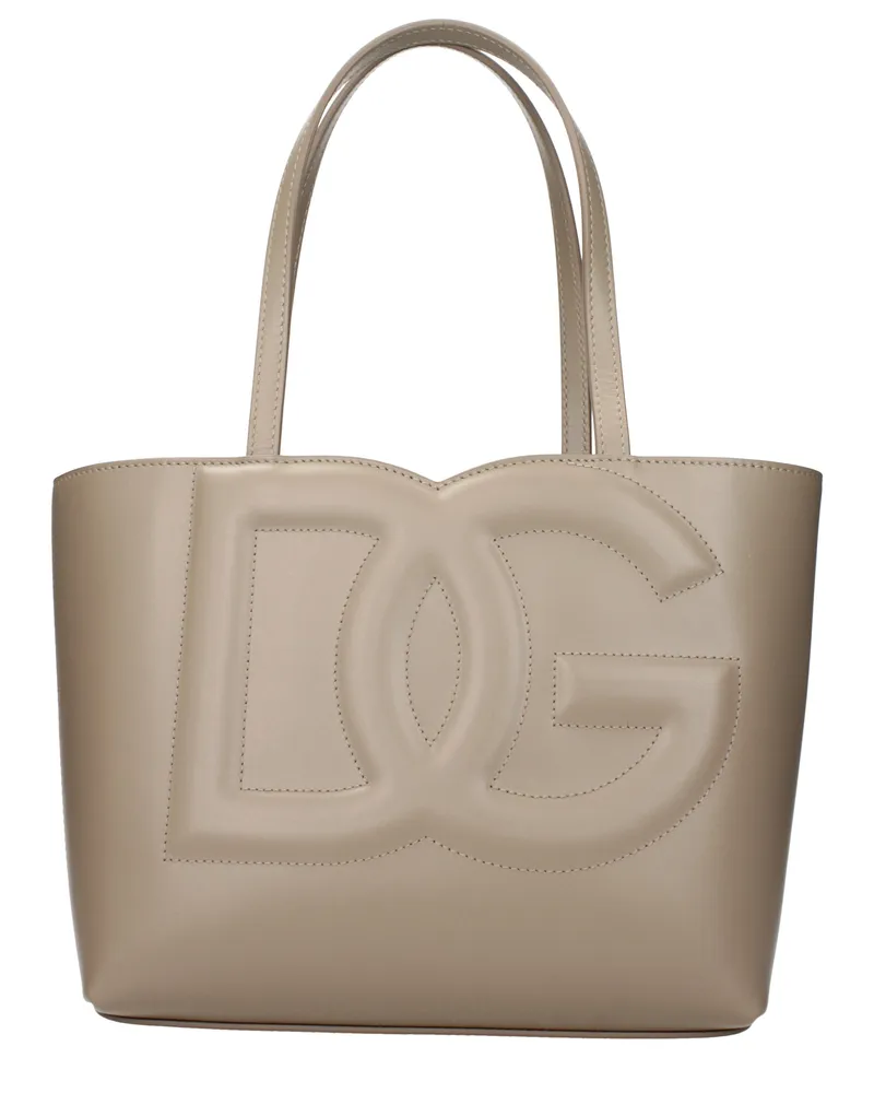 Dolce & Gabbana Dolce&Gabbana Damens Handtaschen Grau/Taupe Leder -