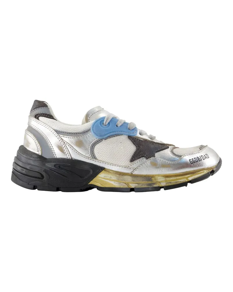 Golden Goose Running Dad Sneakers  Deluxe Marke Leder Silber Silver