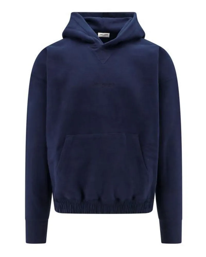 Saint Laurent Cotton Fleece Sweatshirt Blue