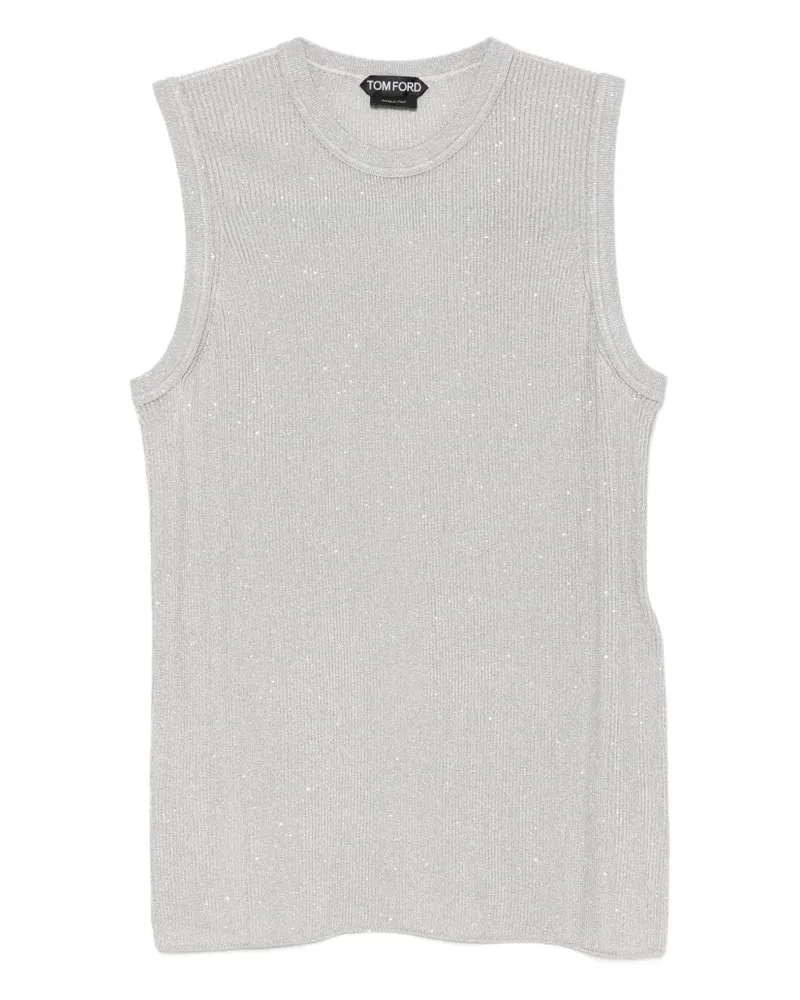 Tom Ford Paillettenoberteil Silver