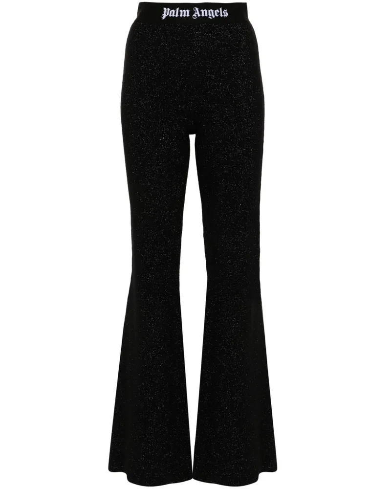 Palm Angels Logo Lurex Flared Hosen Black