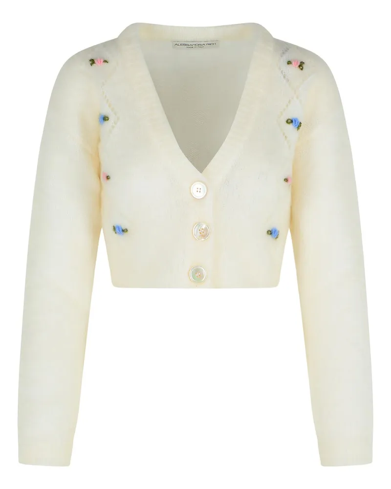 Alessandra Rich Elfenbein Mohair Blend Cardigan White