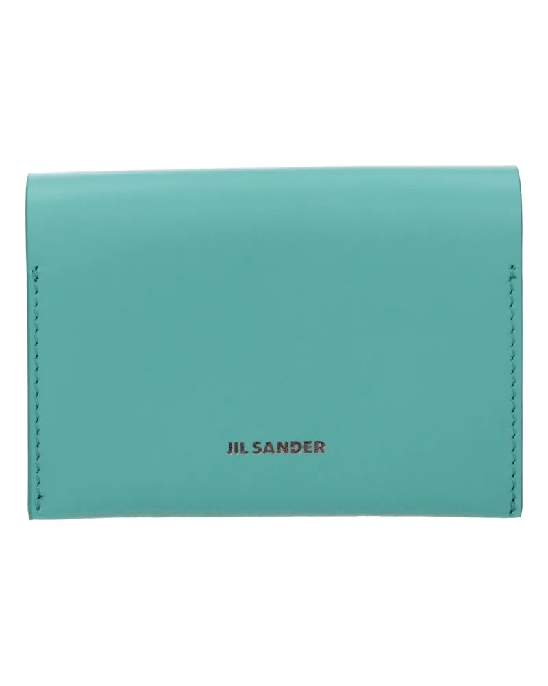 Jil Sander Origami Damens Dokumentenhalter aus grünem/türkisem Leder -
