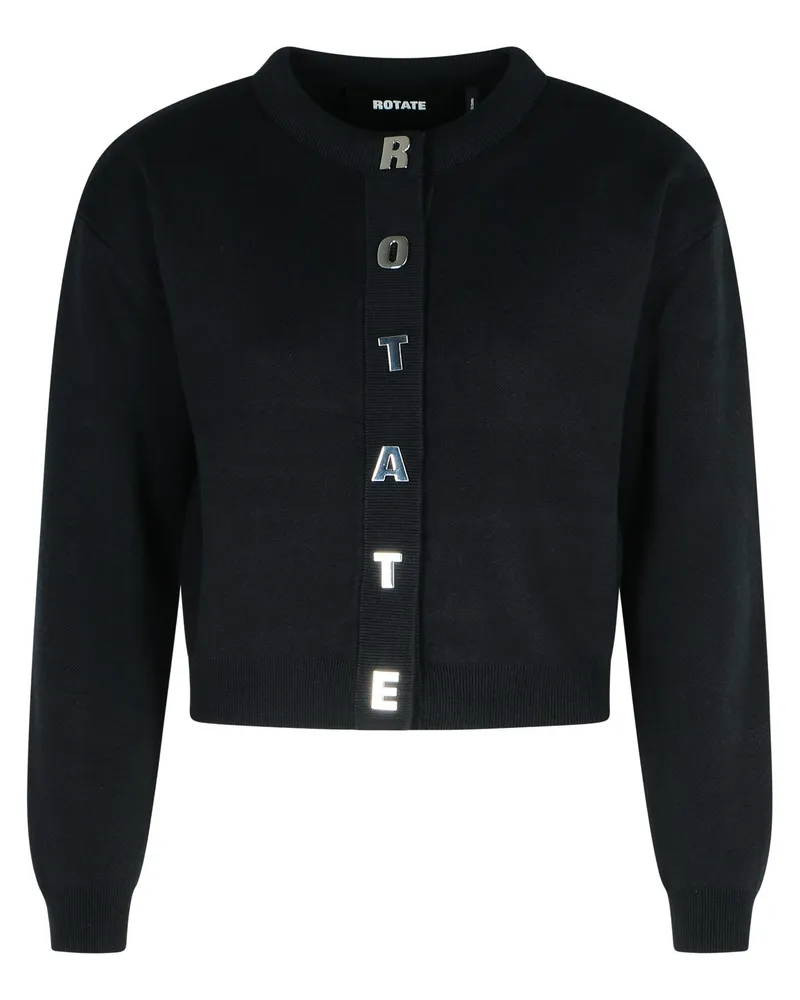 ROTATE Birger Christensen Drehen Sie die Strickjacke mit schwarzer Baumwollmischung Black