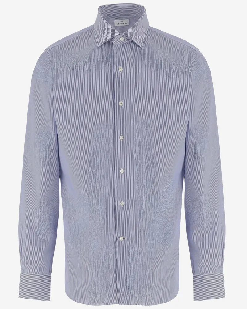 Gherardi Baumwollhemd mit Streifenmuster Blue