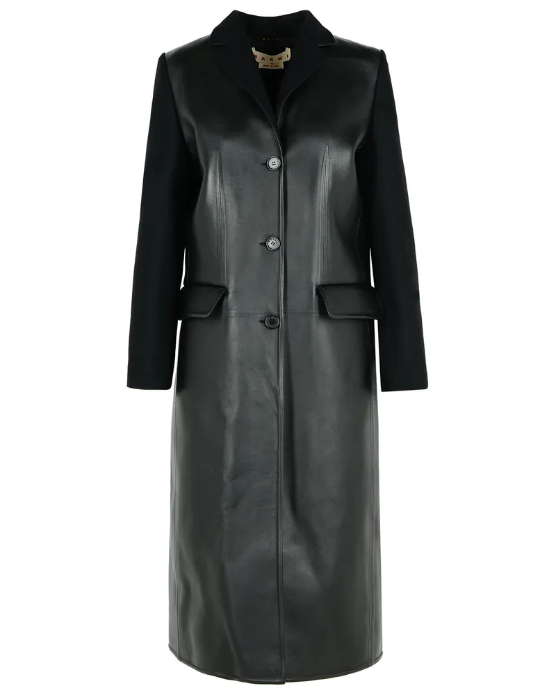 Marni Black Lear und Jungfrau Wollmantel Black