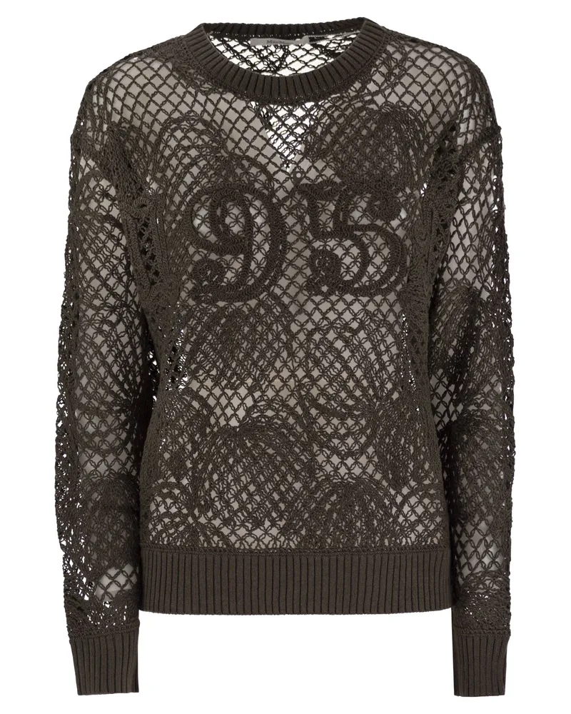 Max Mara Farea bestickter Baumwollpullover Brown