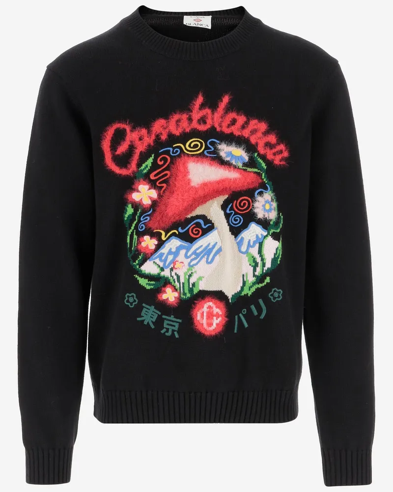 Casablanca Paris Pilz gesticktes Baumwollmischpullover Red