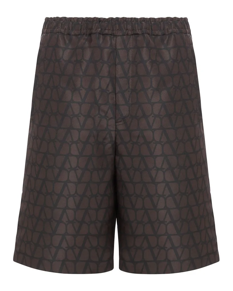 Valentino Garavani Valentino Logo Seidenshorts Brown