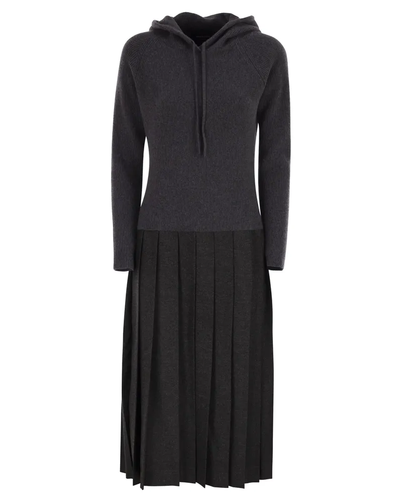 Fabiana Filippi Wolle Mischkleid mit Kapuze Dark