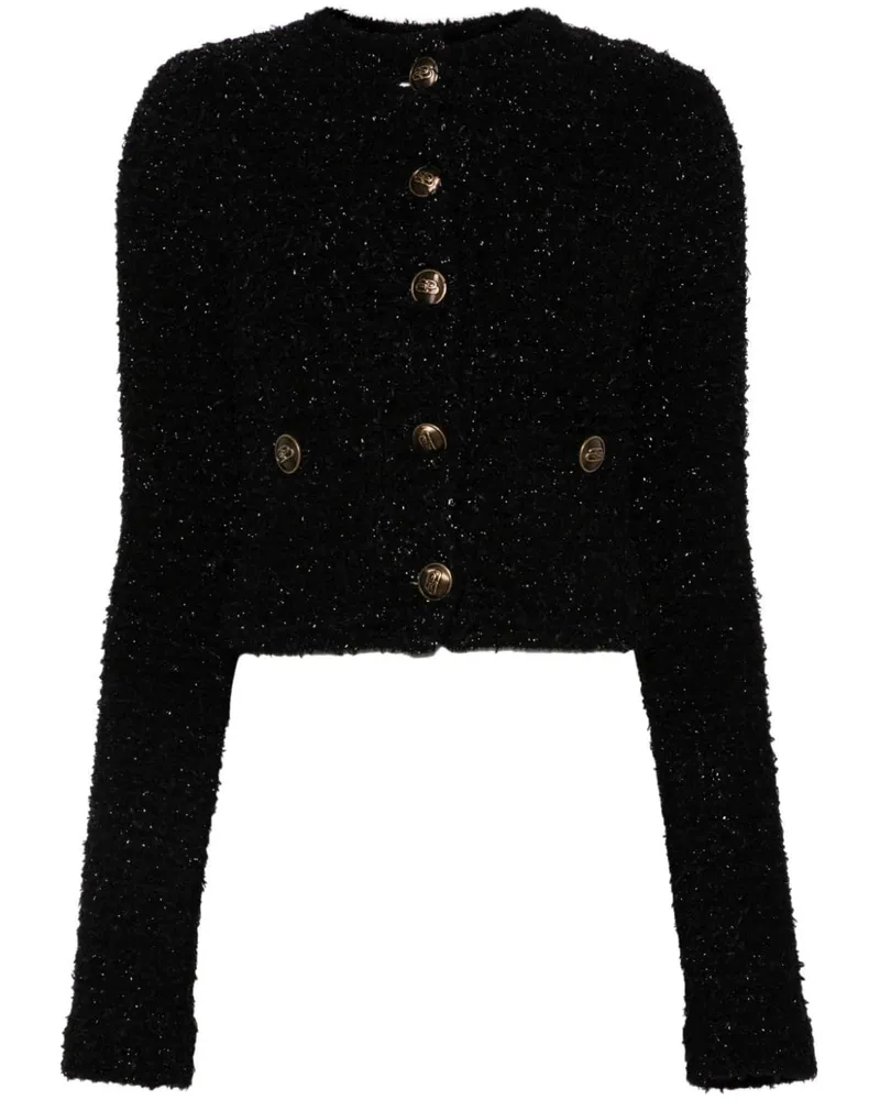 Balenciaga Bouclé Cropped Jacke Black