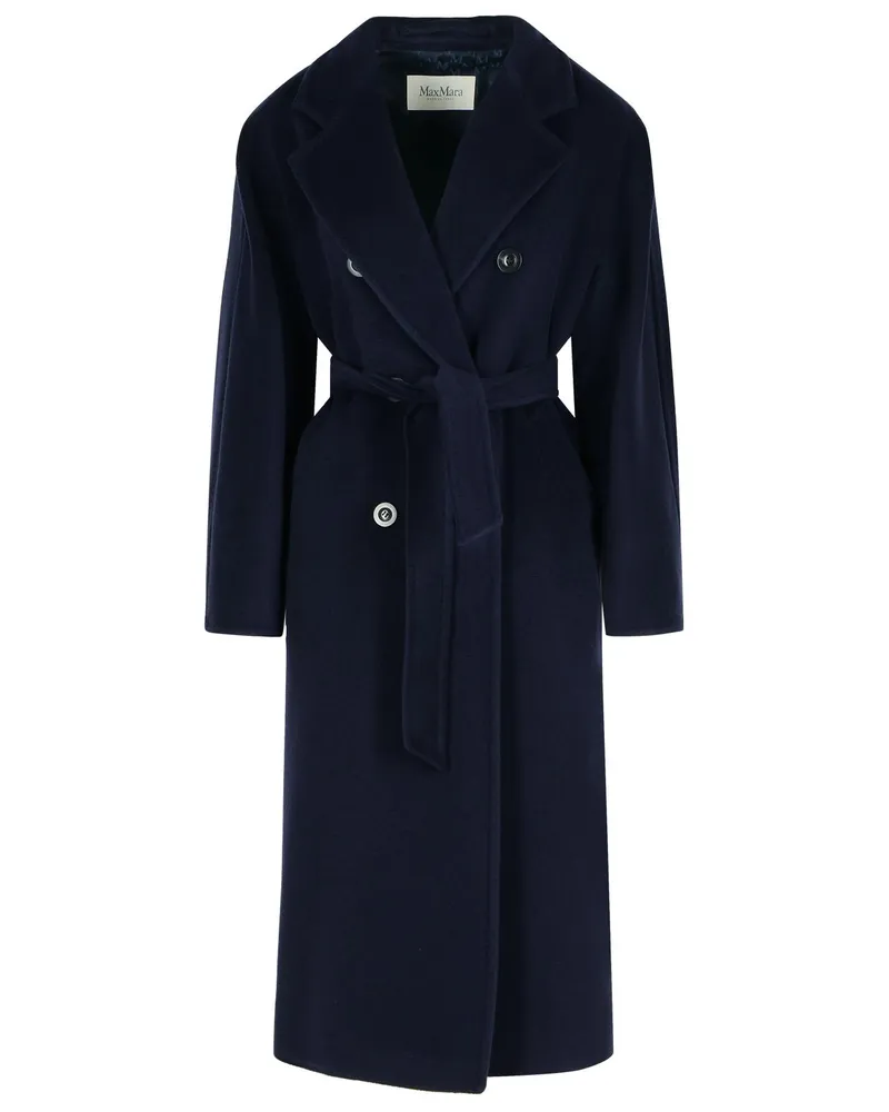 Max Mara Madame' Virgin Wolle und Blue Cashmere Mantel Blue