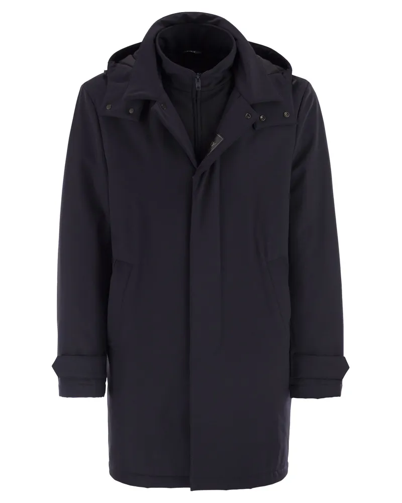 Fay Morning Coat Travel in Jersey Stretch Navy