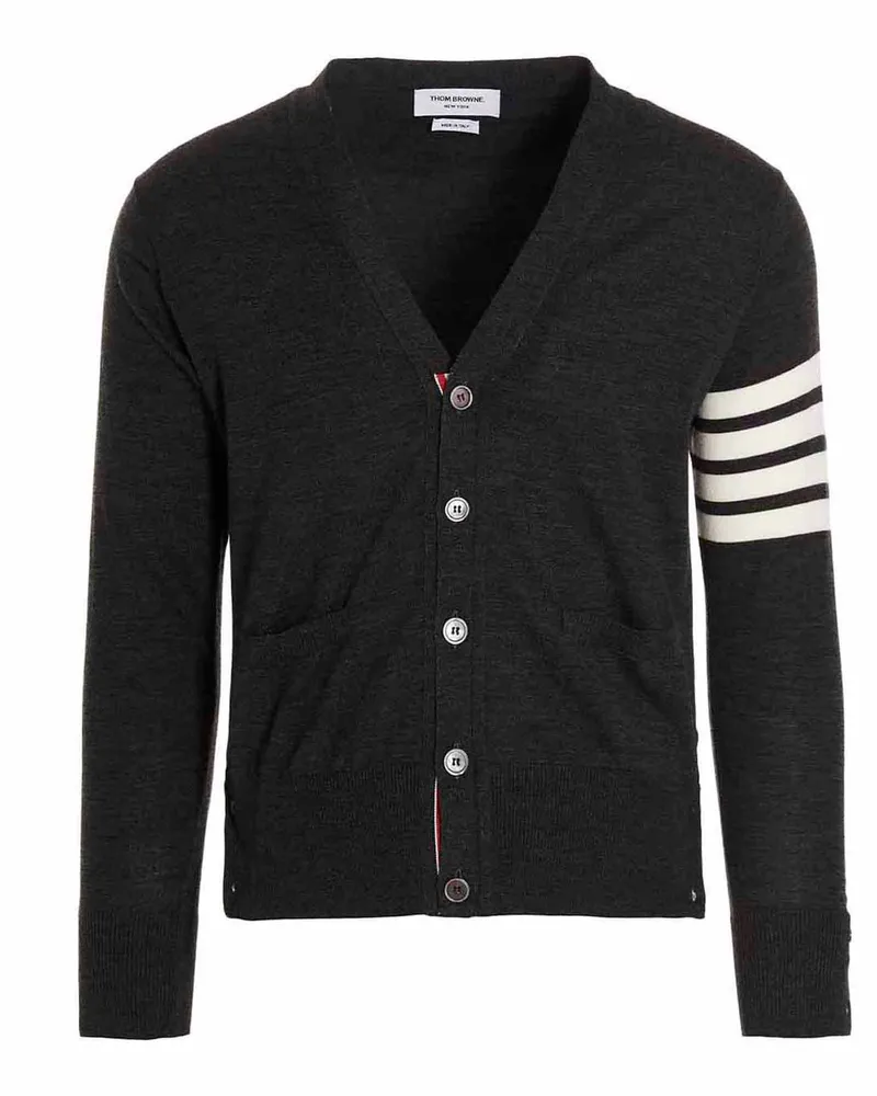 Thom Browne Merino Wolle Strickjacke Gray