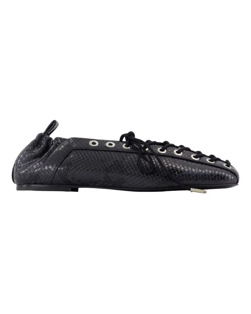 Ganni Ösen schnüren Schlangen Ballerinas  Synthetic Schwarz Black