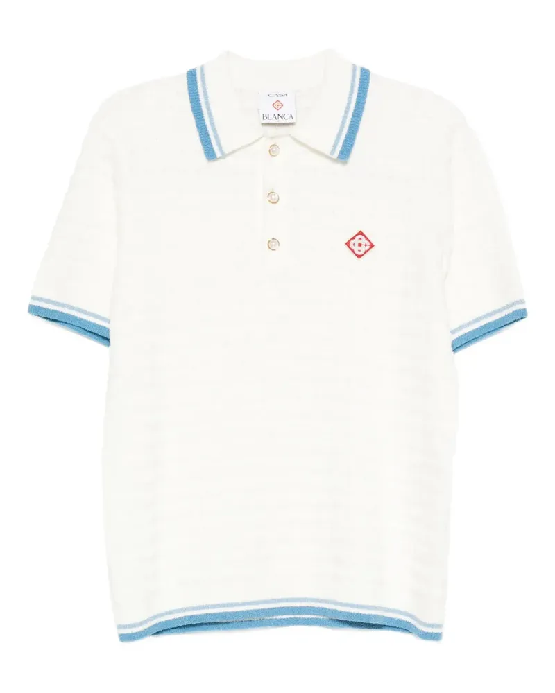 Casablanca Paris Polo -Hemd mit gestreiften Details White