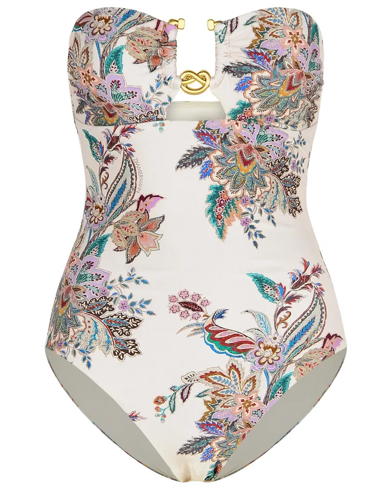 Zimmermann Rihannon' ein Stück Badeanzug in Creme -Polyamid -Mischung Cream