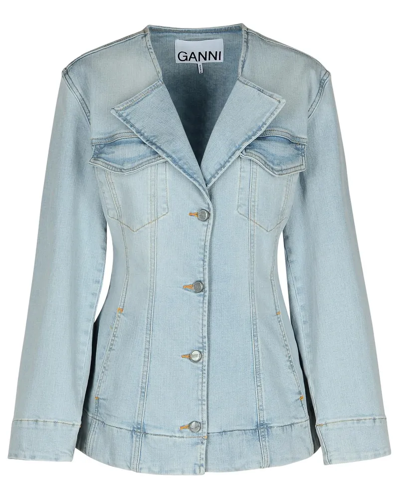 Ganni hellblauer Baumwollblazer Light