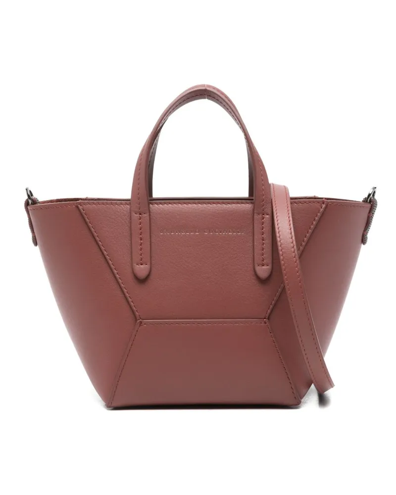 Brunello Cucinelli Leder-Einkaufstasche Red