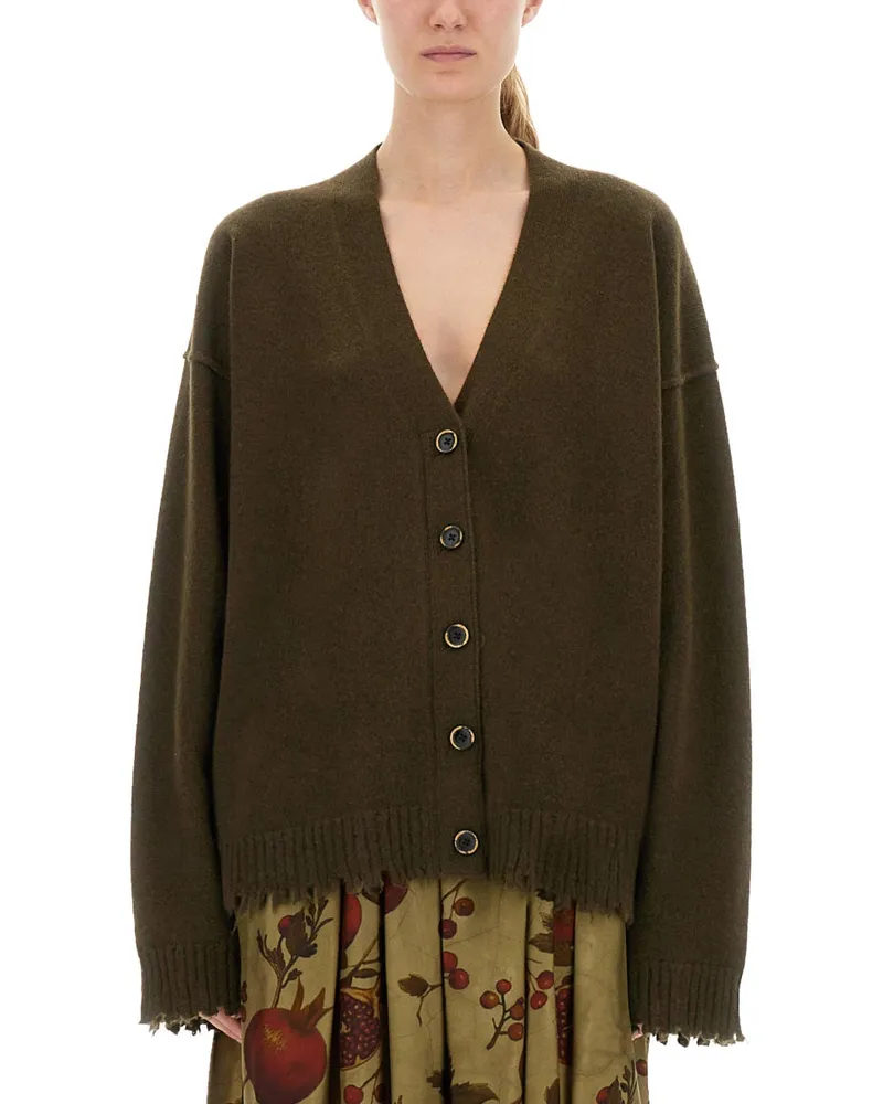 Uma Wang Cashmere Cardigan mit Tasten Green