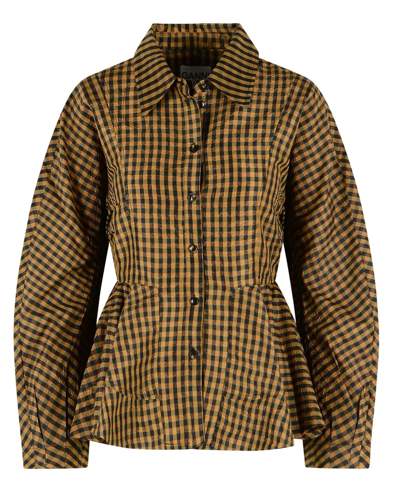 Ganni Zweifarbiges Polyesterhemd Brown
