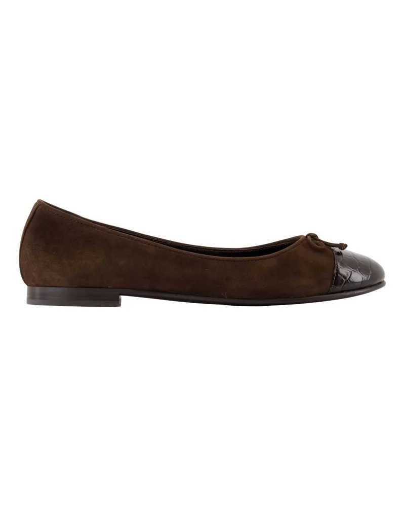 Tory Burch Cap Toe Ballerinas e Lederbraun Brown