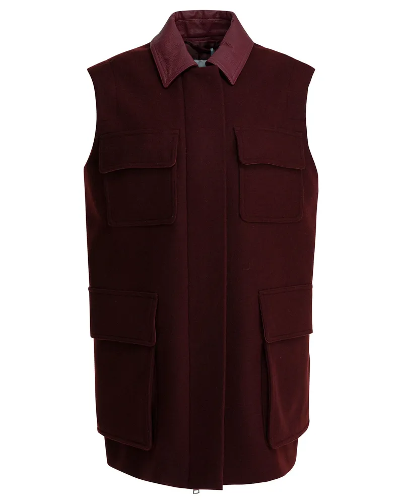 Max Mara Ärmellose Jacke aus Wolle und Alpaka Red