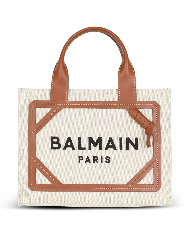 Balmain B Armee kleine Leinwand Tote Leather