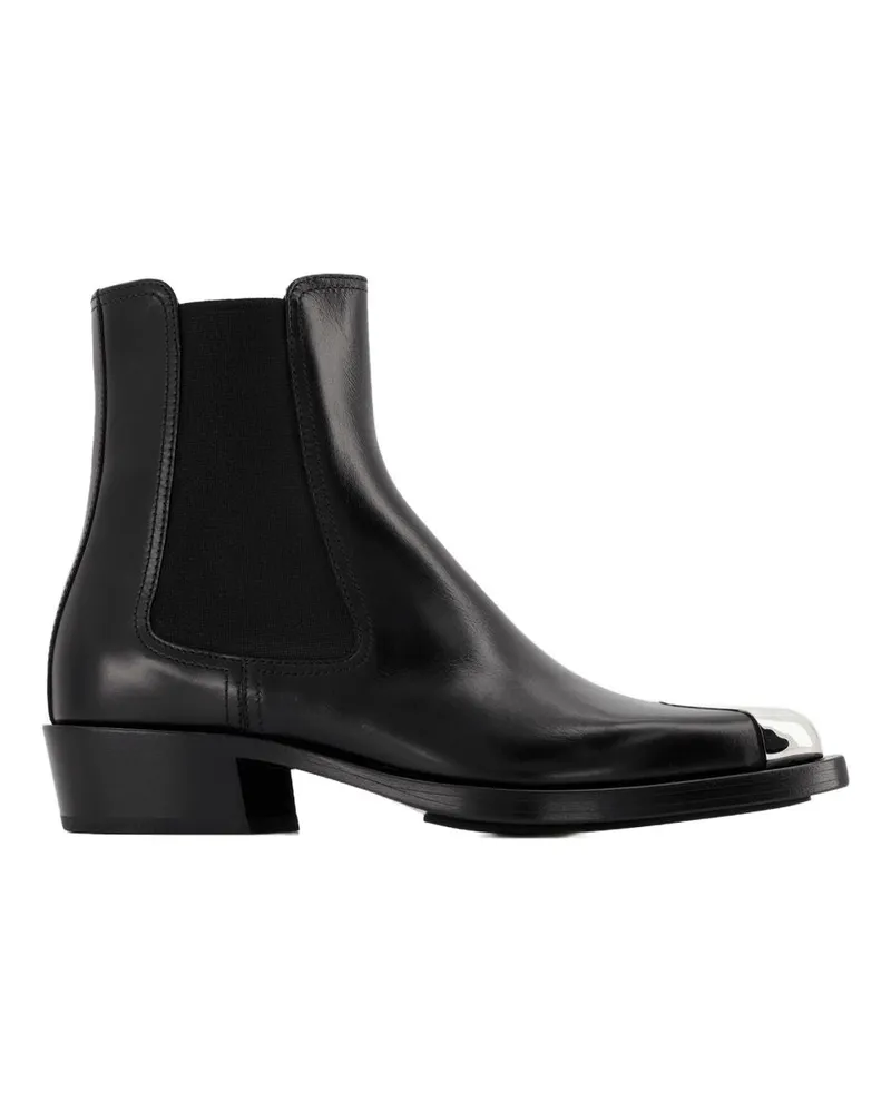 Alexander McQueen Boxcar -Stiefel in Schwarz/Silberleder Black