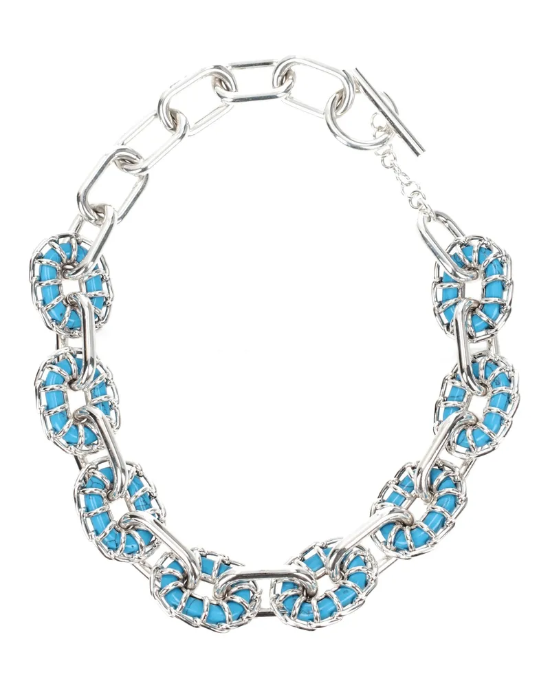 Bottega Veneta Damens Halsketten Silber Silber/Himmelblau -