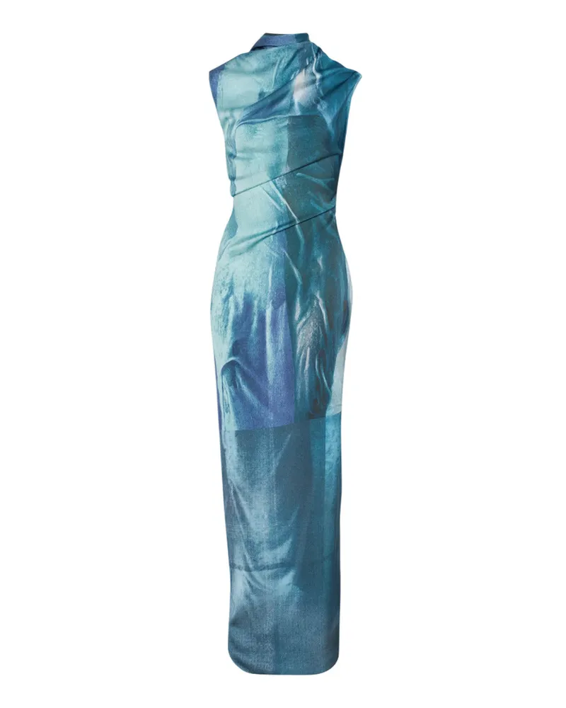 Jean Paul Gaultier Long Draped Aqua Kleid 5557